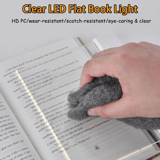 Book Light, Rechargeable Clear LED Flat Book Lights for Reading in Bed at Night with Dimmable 3 Colors & Timer, Full Page Panel Plate Lamp, Study Light Gifts for Readers Women Kids Book Lovers (Pink)