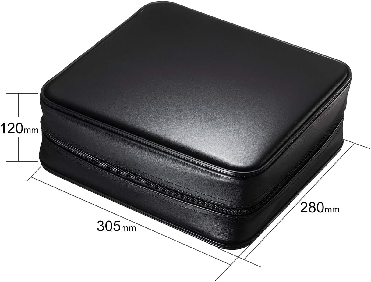 SANWA 320 Capacity CD Case, Large CD Sleeves, Portable DVD VCD Storage Box, Portable Zipper Bag, EVA Protective Blu-ray Wallet with Handle, For Car, Home, Office, Games Disc, Audio Music, Black