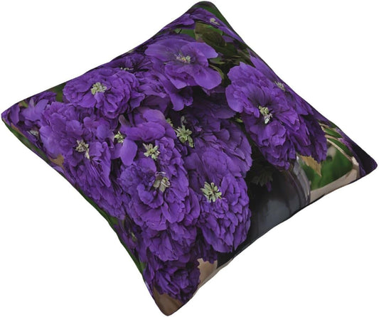 All-Season Square Pillow Covers 18"X18", Lavender Bouquet, Decorative Throw Pillow Covers for Sofa Bed Couch, Hidden Zipper Cushion Cover, Square Lumbar & Accent Pillowcases for Home Decor