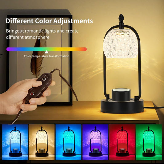 Candle Warmer Lamp with led Color Changing, Electric Candle Lamp Warmer wtih Timer Candle Warmer Gifts for Mom Bedroom Home Decor (Double Pole-Blcak)