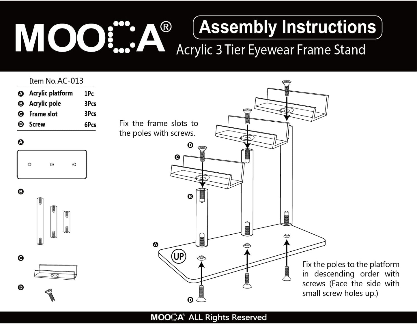 MOOCA 3 Tier Premium Acrylic Eyewear Display Stand, Sunglasses Rack Holder, Sunglasses Stand, Eyewear Organizer for Eyeglasses, 5 in H