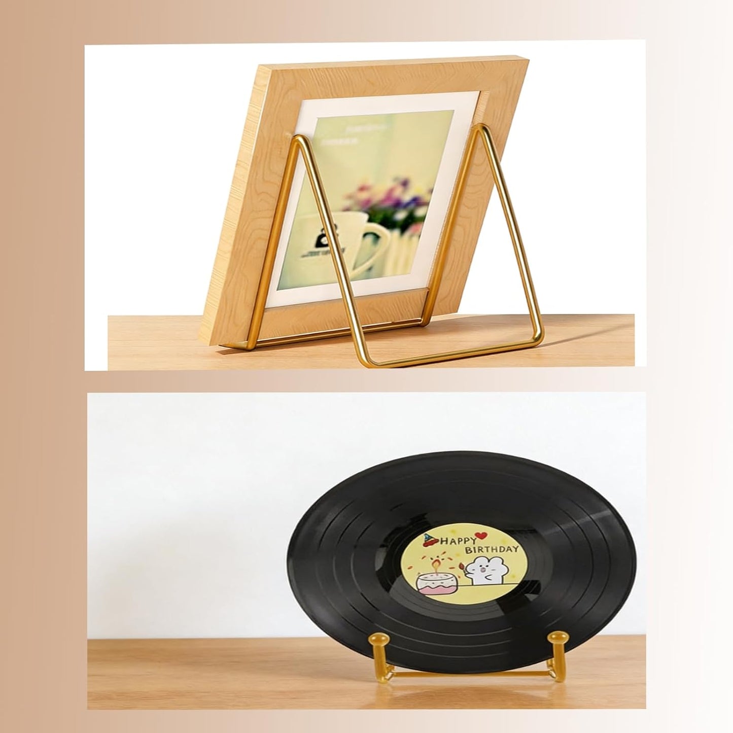 4 Pack Gold Mini Display Easels, Frame Holder Stands Versatile Welcome Sign & Photo Stand for Tabletop Decor, Plates, and Artistic Work