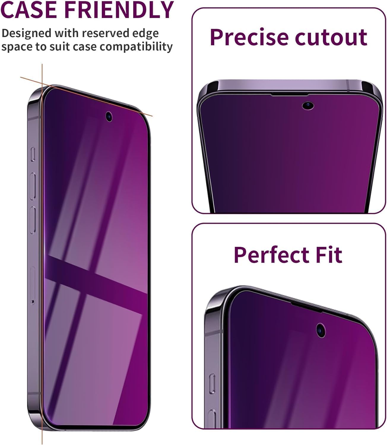 2 Pack Privacy Screen Protector for iPhone 14 Pro Max Tempered Glass 6.7inch Private Saver Anti-Spy Anti-Blue Light Eye Protection Anti-Scratch Full Coverage