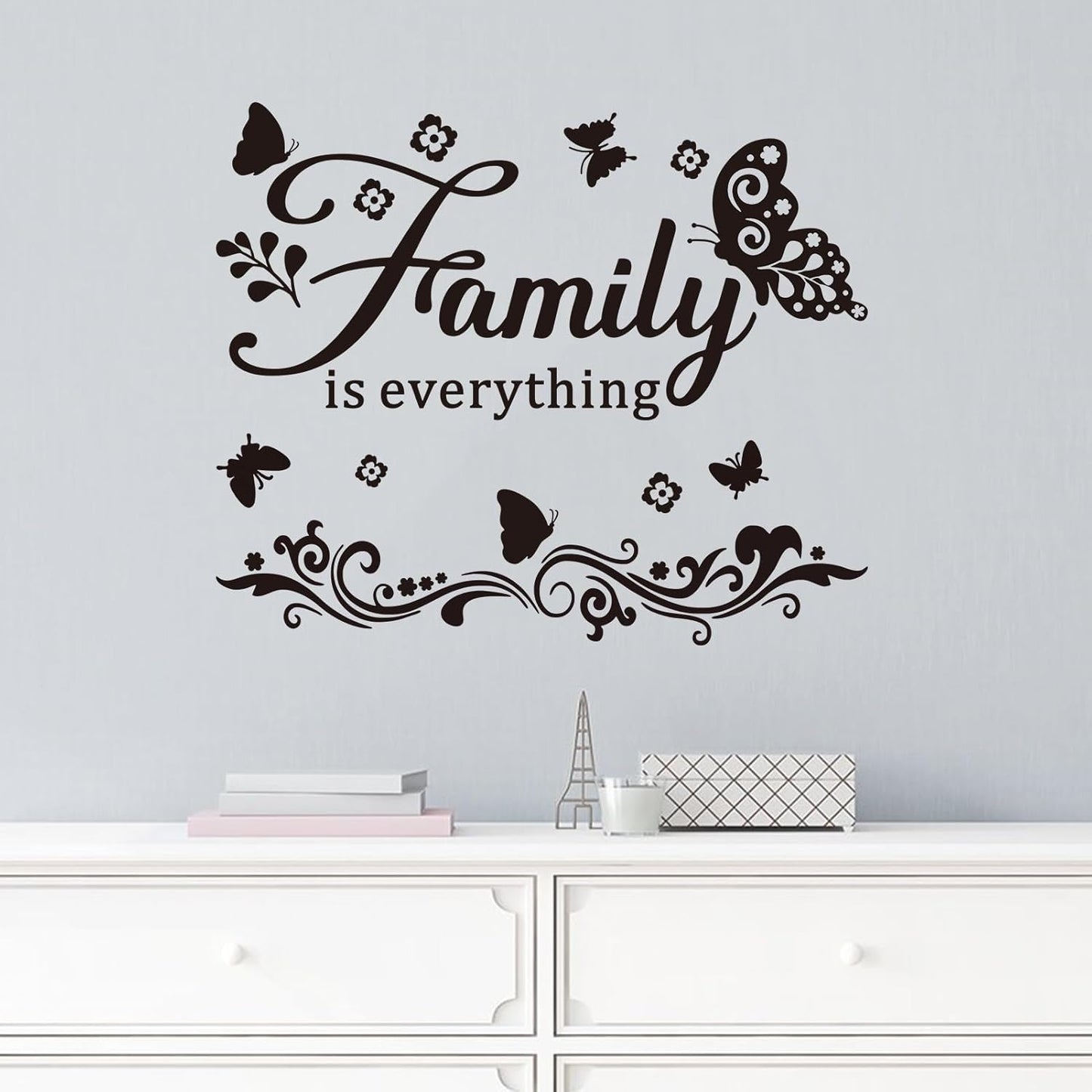 Inspirational Family Wall Stickers for Bedroom: Home Quotes Motivational Vinyl Art Wall Decals for Living Room Kitchen Apartment Bathroom - Family is Everything 18" X 15"