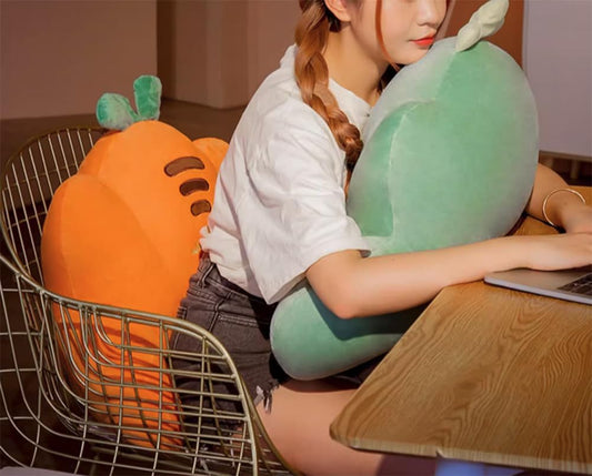 Cartoon Lumbar Support Pillow Cute Office Chair Waist Back Cushion Backrest Pillow Soft Sofa Bed Rest Reading Pillow (Green Cactus, 55×40CM/21.65"×15.7")