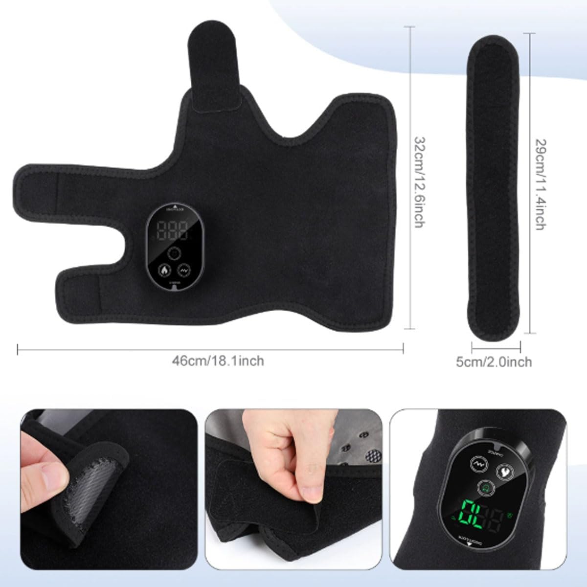 Ankle Massager,3-in-1 Wearable Hot & Vibration Massager for Feet, Ankles, and Arms | Reusable Heating Pad Brace for Home Recovery (Black)