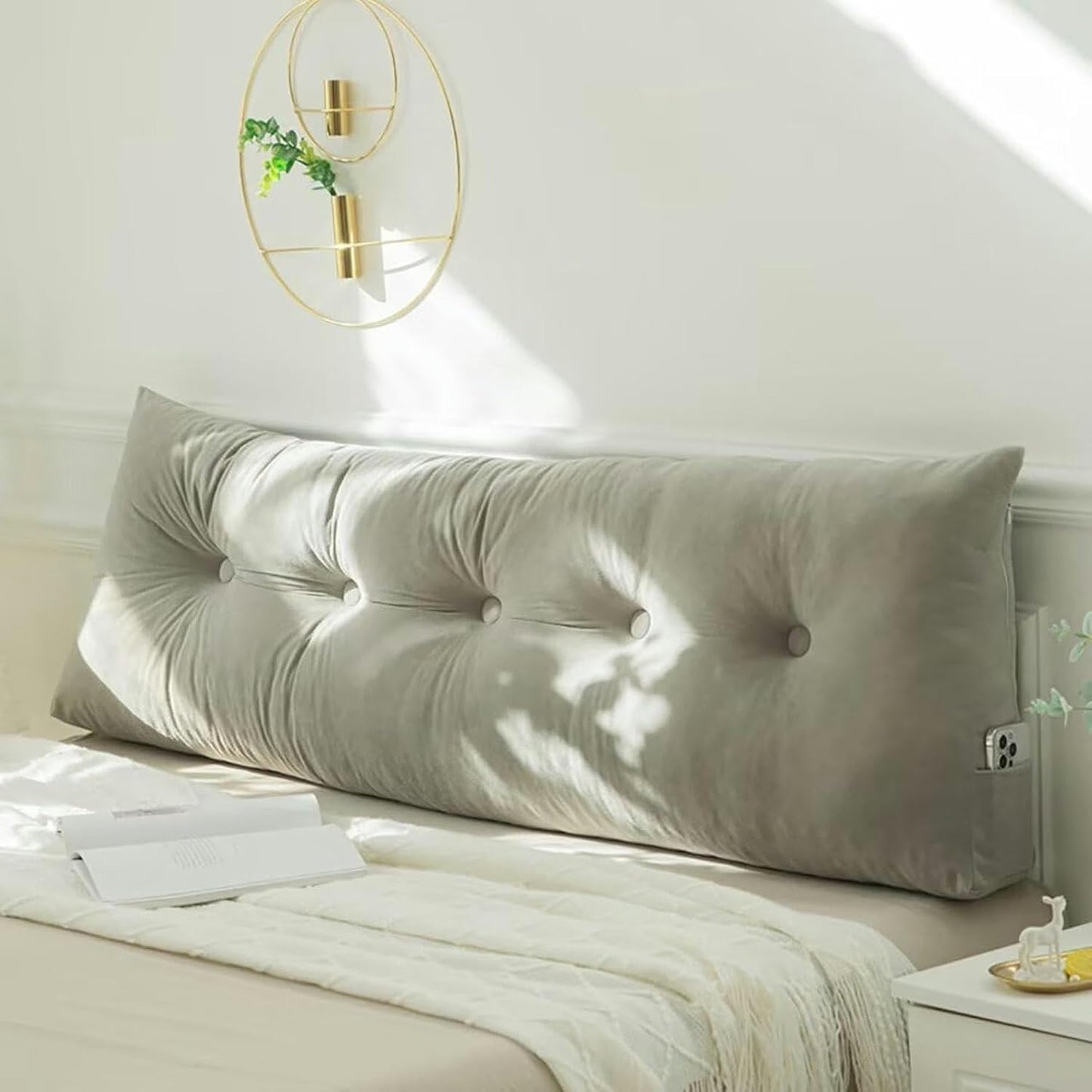 Olive Headboard Pillows Triangular Reading Pillow Large Bolster Headboard Backrest Positioning Support Wedge Pillow for Day Bed Bunk Bed