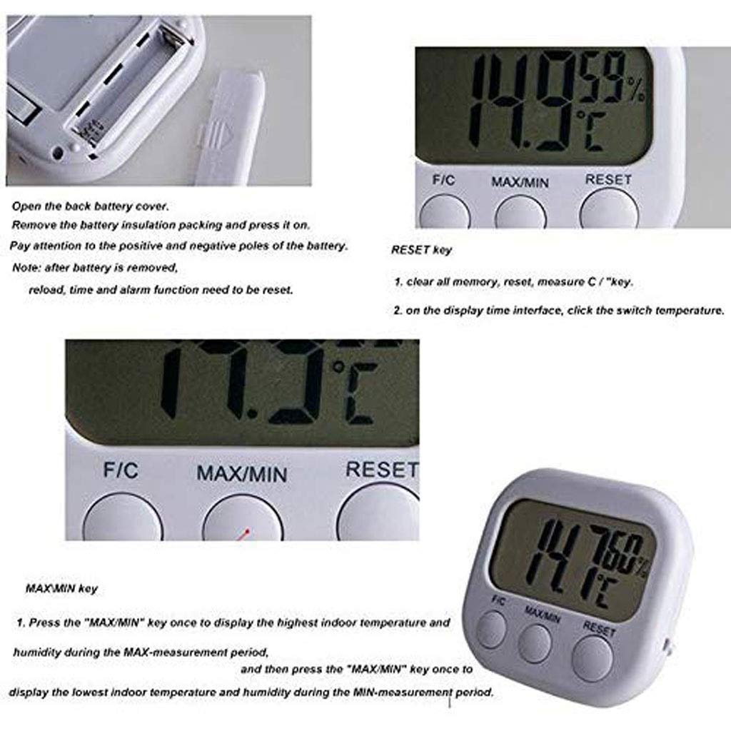 Room Thermometer - High Precision Hygrometer (8.5 * 7.5cm) White