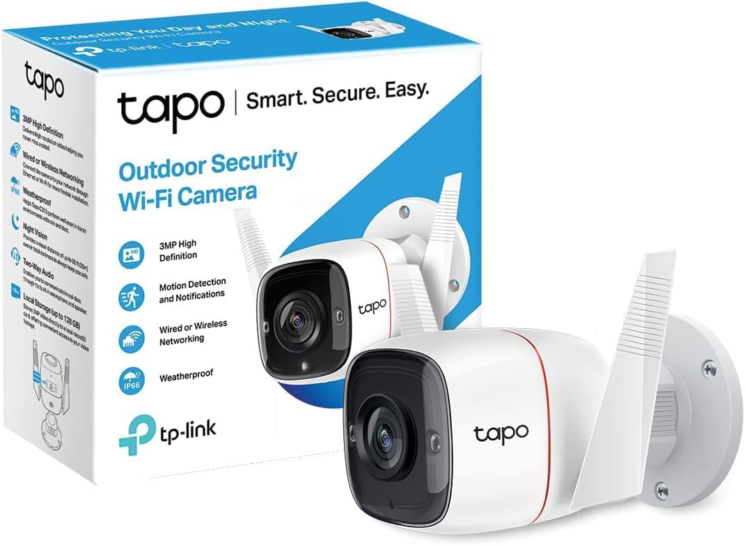 Tapo 2K Security Camera Outdoor Wired, IP66 Weatherproof, Motion/Person Detection, Built-in Siren w/Night Vision, Cloud/SD Card Storage, 2-Way Audio, Works w/Alexa & Google Assistant C310