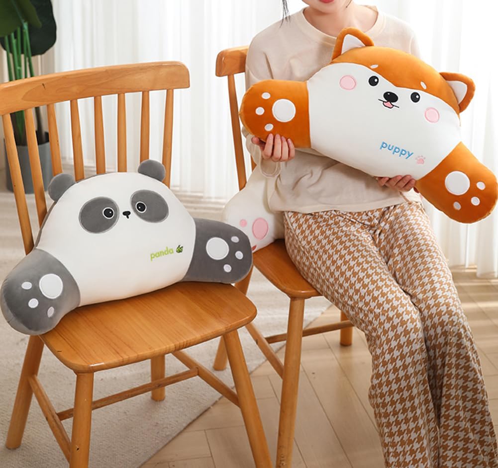 Tingting's Dream Cute Animals Lumbar Support Pillow Office Chair Back Pillow Soft Waist Cushion Sofa Back Pillow Bed Rest Reading Pillow (Brown-Shiba Inu, 55×28CM/21.65"×11.02")