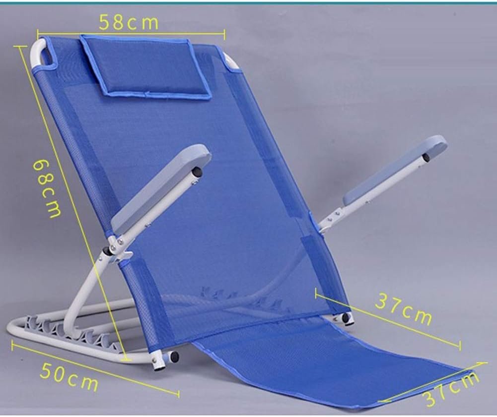 Adjustable Back Rest Multi Angled Back Support Rest Sit-up Bed Backrest with Headrest and Armrest (Color : Blue)