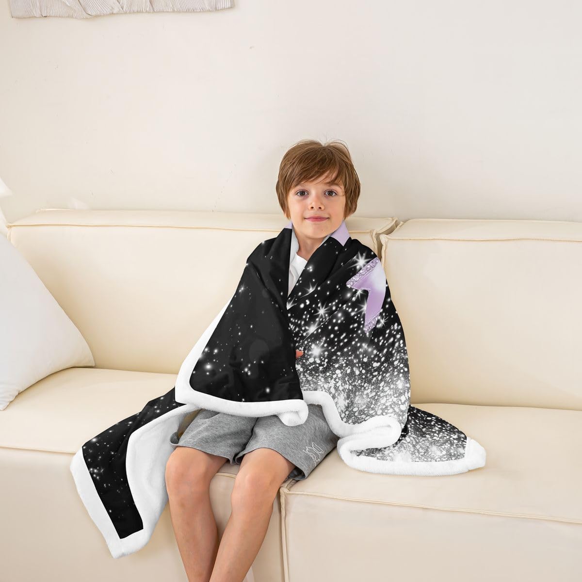 Feelyou Bow Throw Blanket Black Pink Soft Fleece Sherpa Cozy Fuzzy Plush Warm Glitter Fuzzy Plush Throw Pastel Baby 30"x40" Bow Knot Accent for Bed Couch Living Room