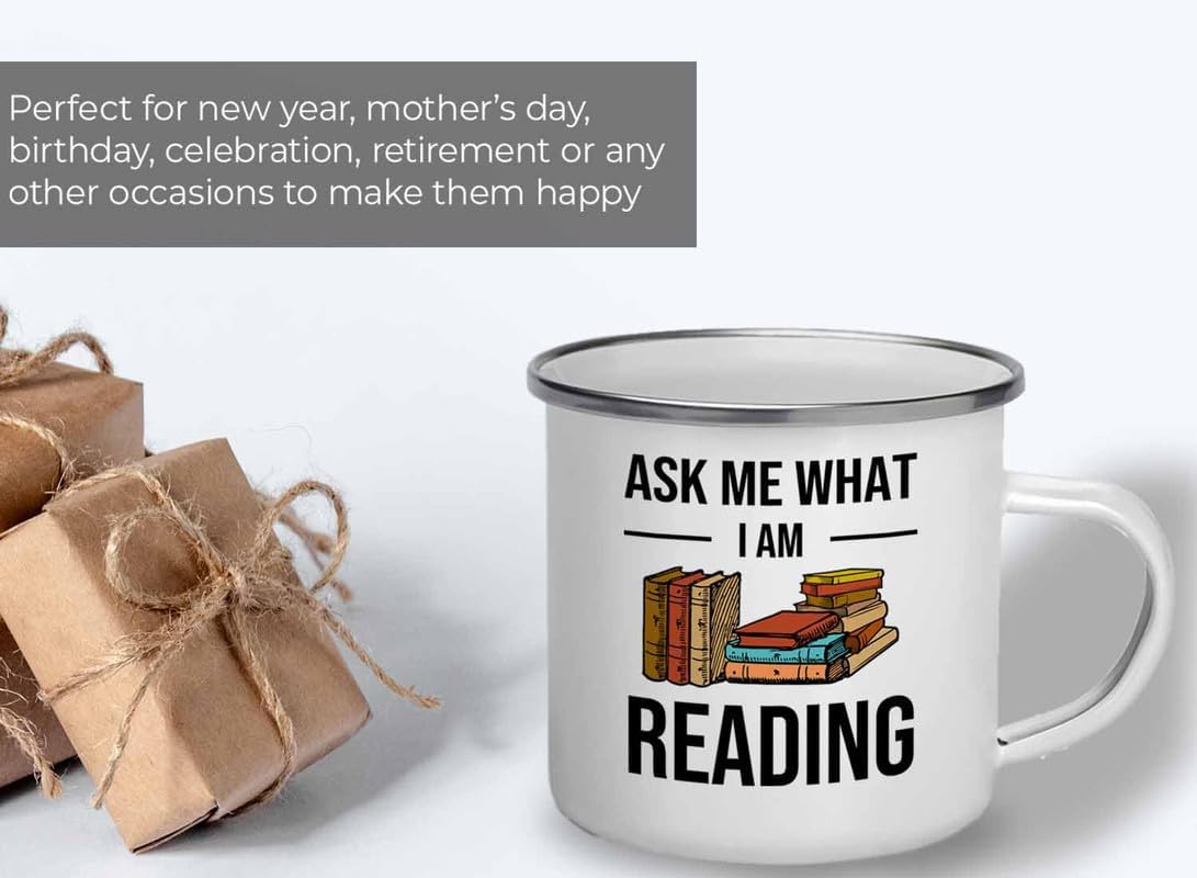Reading Bookworm Camper Mug 12oz - Ask Me What I am Reading - Reading Reader Book Worm I Know Things Book Addict Book Lover Bookish Novelist Librarian Writer
