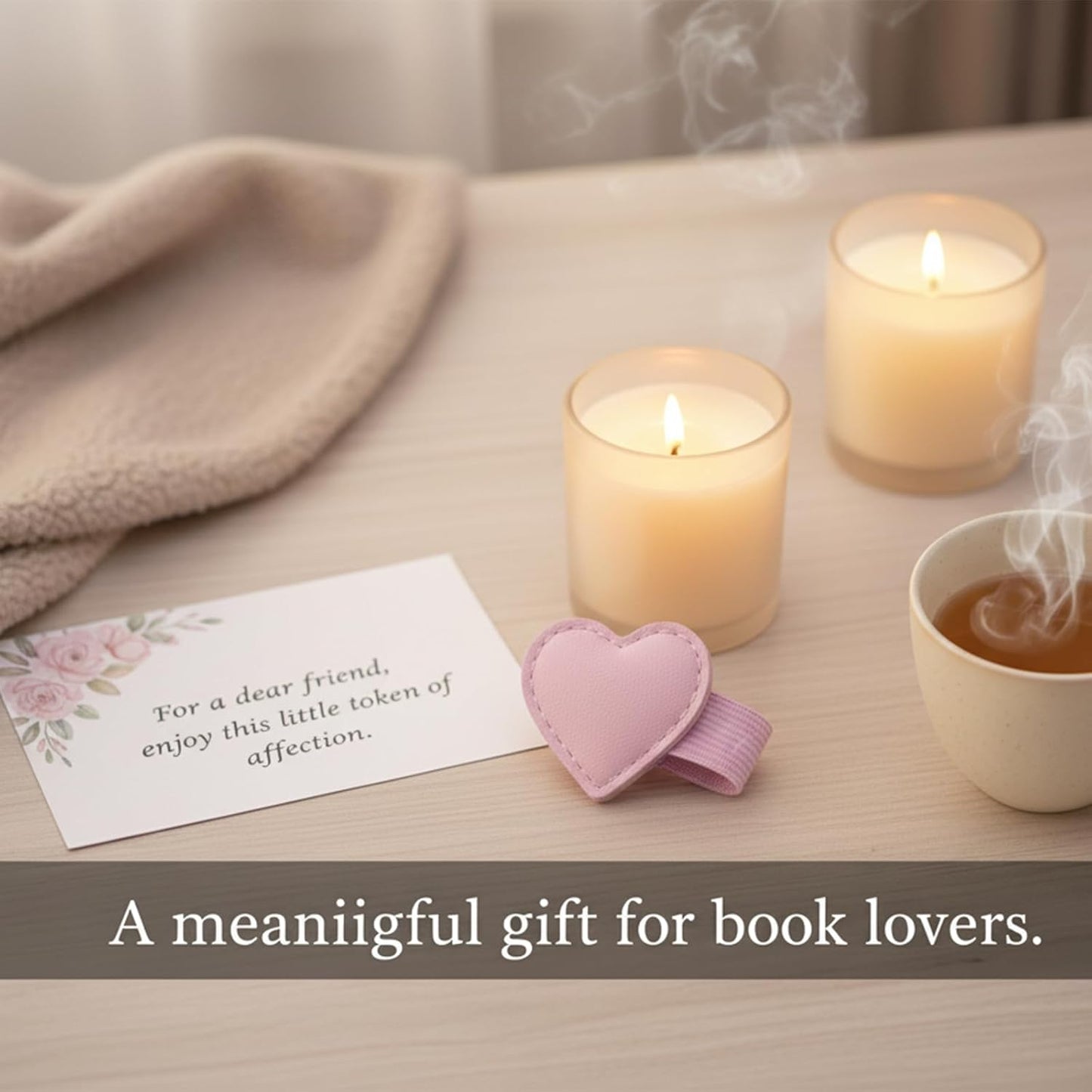 4Pcs Magnetic Leather Bookmarks Heart-Shaped Magnetic Pen Holder Book Marks Clip Gift for Book Lover Readers Cute Bookmark for Women,4 Colors