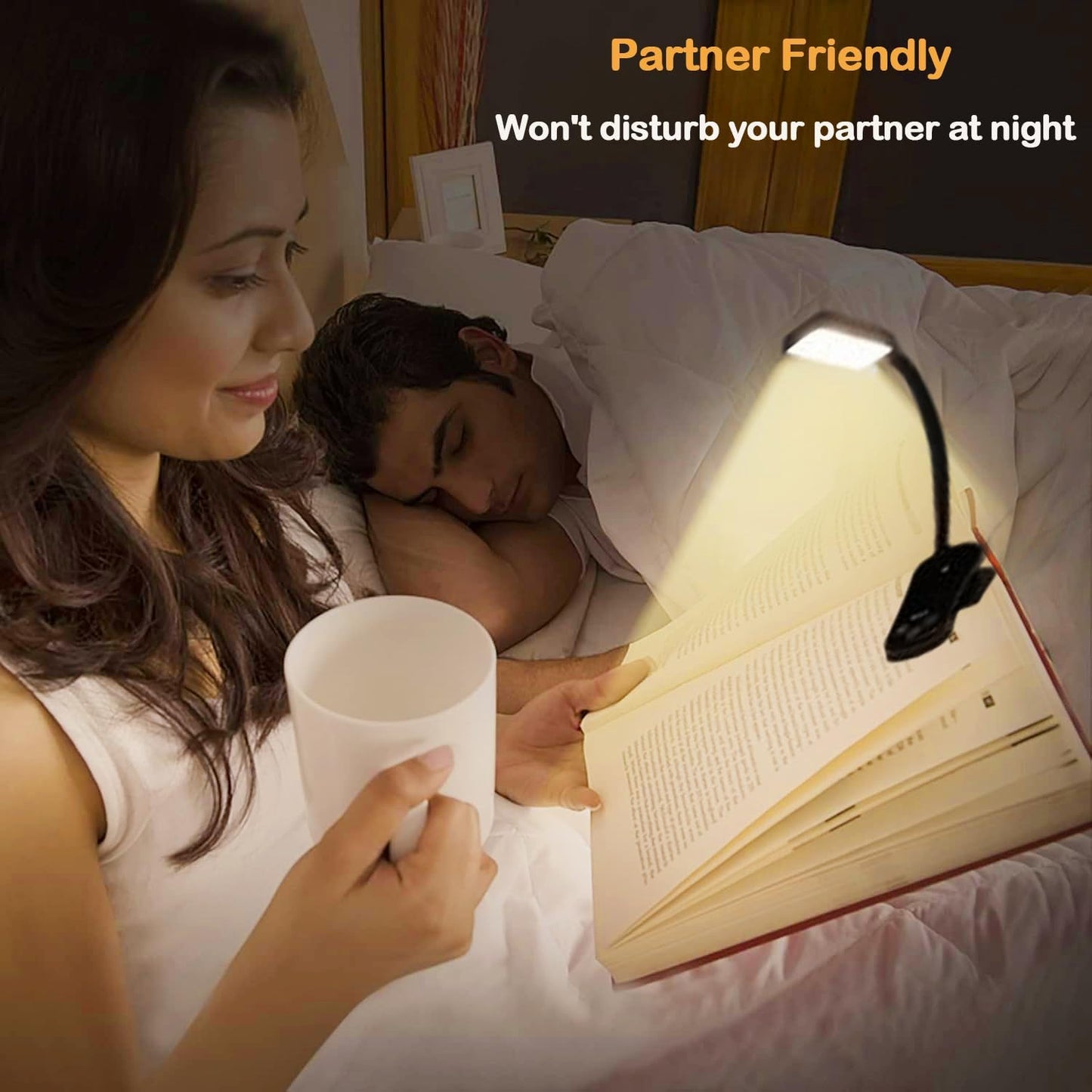 14 LED Rechargeable Book Light for Reading in Bed with Foldable Double Headed- Eye Caring 3 Color Temperatures,Stepless Dimming Brightness,80 Hrs Runtime Lightweight Clip on Light for Book Lovers