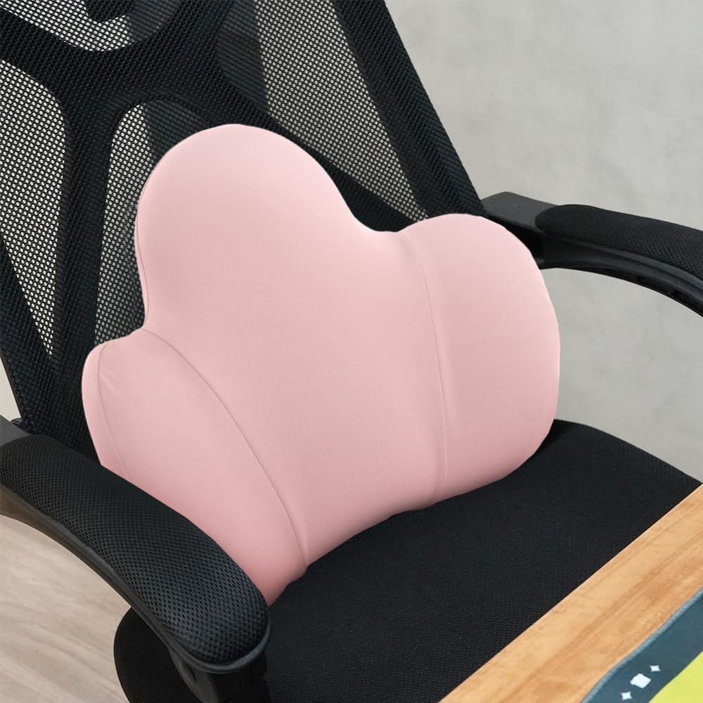 Lumbar Support Pillow for Office Chair, Gaming Chair, Car Driver Seat Back Cushion, Bed & Couch, Gifts for Friends and Parents,Ergonomic Back Support Pillow with Comfortable Memory Foam(Pink)
