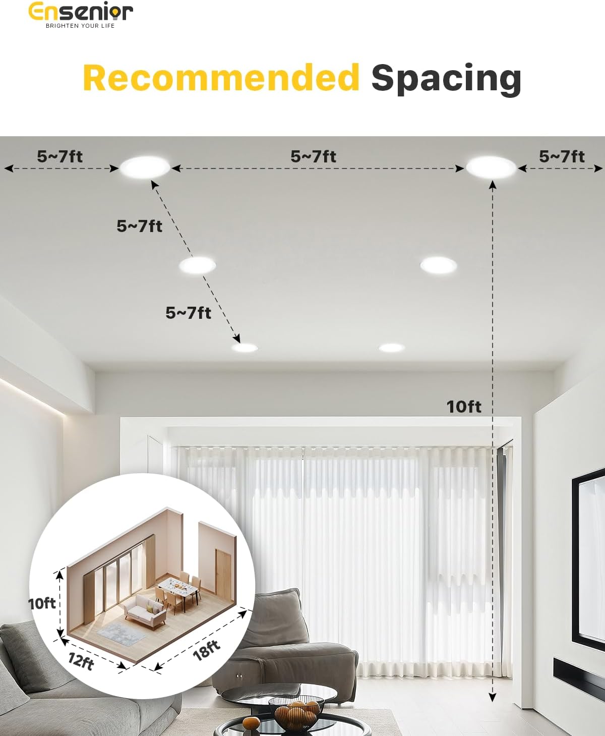 Ensenior 24 Pack 6 Inch LED Recessed Ceiling Light, Dimmable, 2700K-5000K 5CCT, 1200LM 12W 120V, High Brightness Canless Wafer Downlight - ETL&FCC&IC