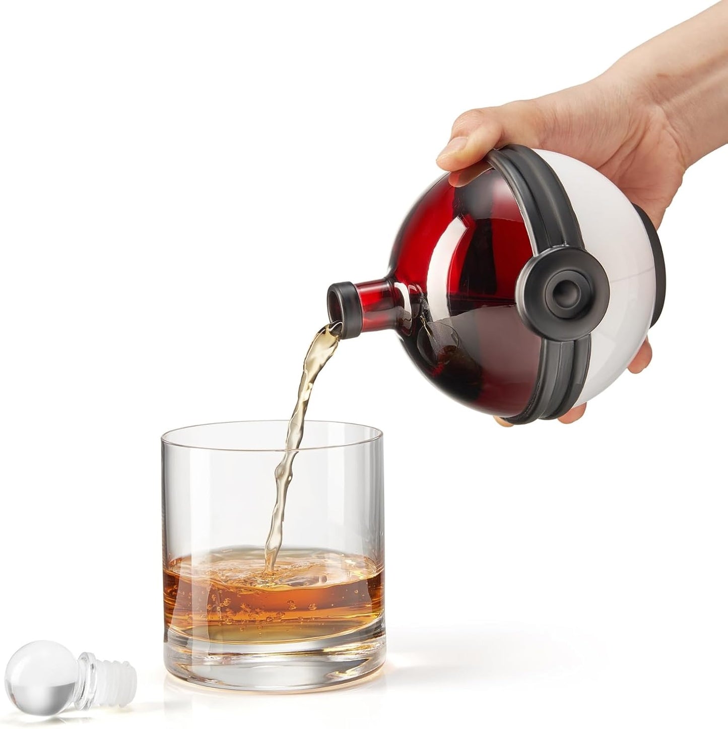 Monster Trainer Capture Sphere Whiskey, Wine Decanter Red White Glass Liquor Bottle 18.6oz Premium Borosilicate Display Piece | Gamer Collectible Barware Gift for Anime Theme Fans & Collectors, Gifts