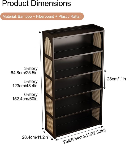 Freestanding Corner Bookshelf & Narrow Display Rack, 28x152.4cm Brown Bookcase for Small Spaces, Modern Shelving Unit for Bedroom & Office