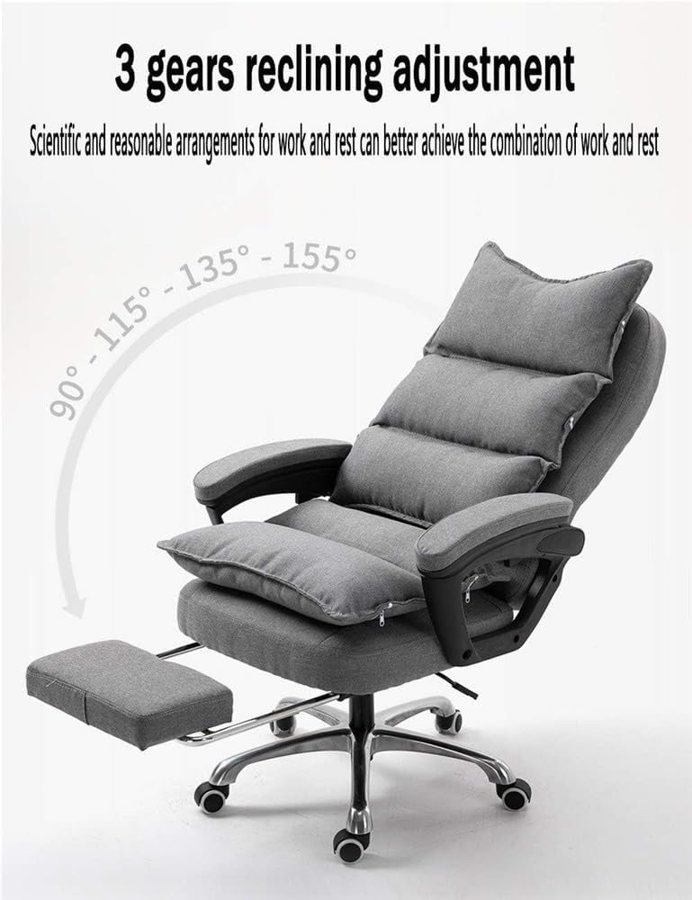 Executive Computer Office Chairs with Footrest Removable and Heavy Foot Relax Heightening Design Reclining Lounge Chair for Reception Study Bedroom Vanity