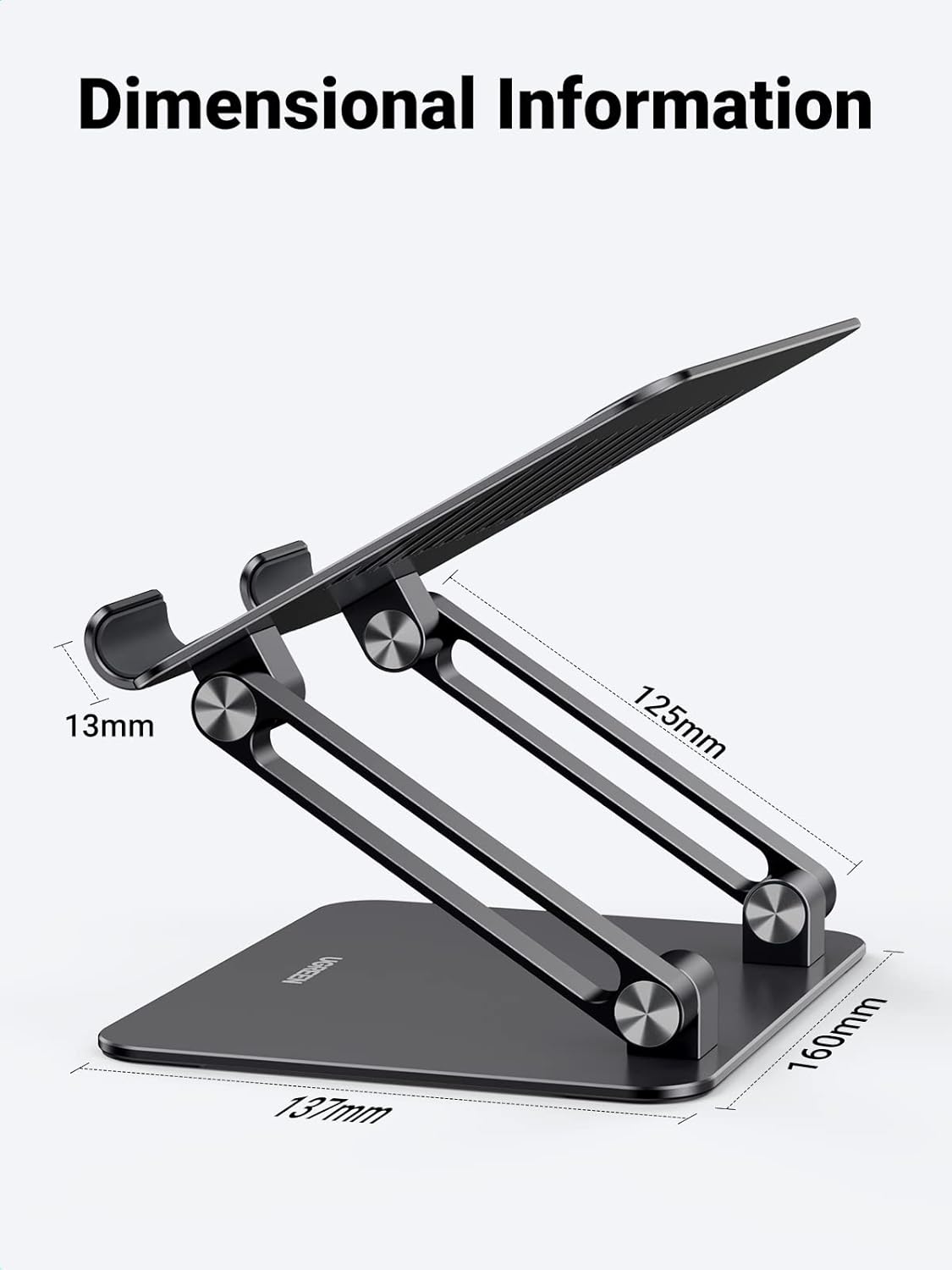 UGREEN Tablet Stand Holder for Desk Dual Rod Support Aluminum Tablet Holder Adjustable Multi-Angle Home Office Accessories Compatible with iPad Pro 13 12 11 10.5 Air Mini 5 4 3 2 Phone E-Reader Black