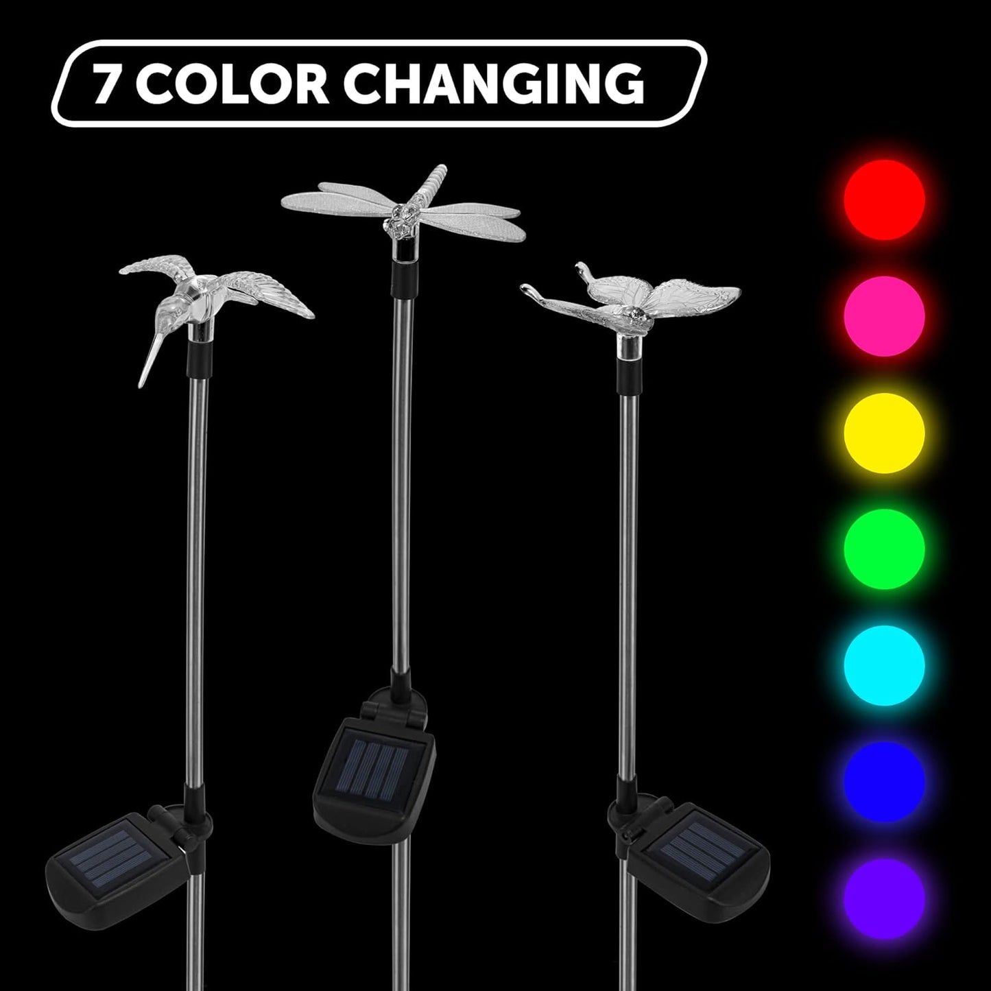 GIGALUMI Solar Garden Lights, 6 Pack Solar Butterfly Lights Decoration, Outdoor Garden Decoration Color Changing LED, Outdoor Decorative for Pathway, Lawn, Patio, Driveway