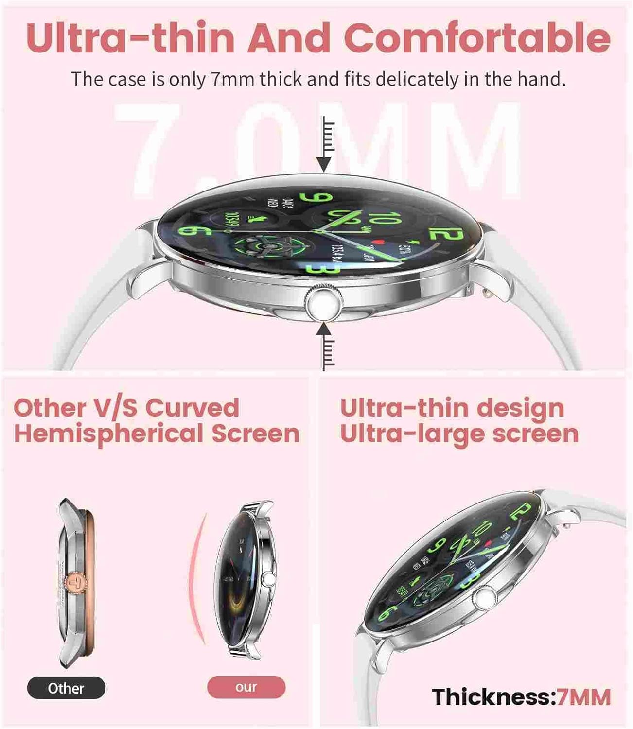 LIGE Ultra-Thin Smart Watch for Women(Answer/Make Calls),1.43" Always-on Display Smart Watch with Heart Rate,Clories Tracker 100+ Sports Modes, Women Smartwatch for Android iOS (Silver-FV17-G)