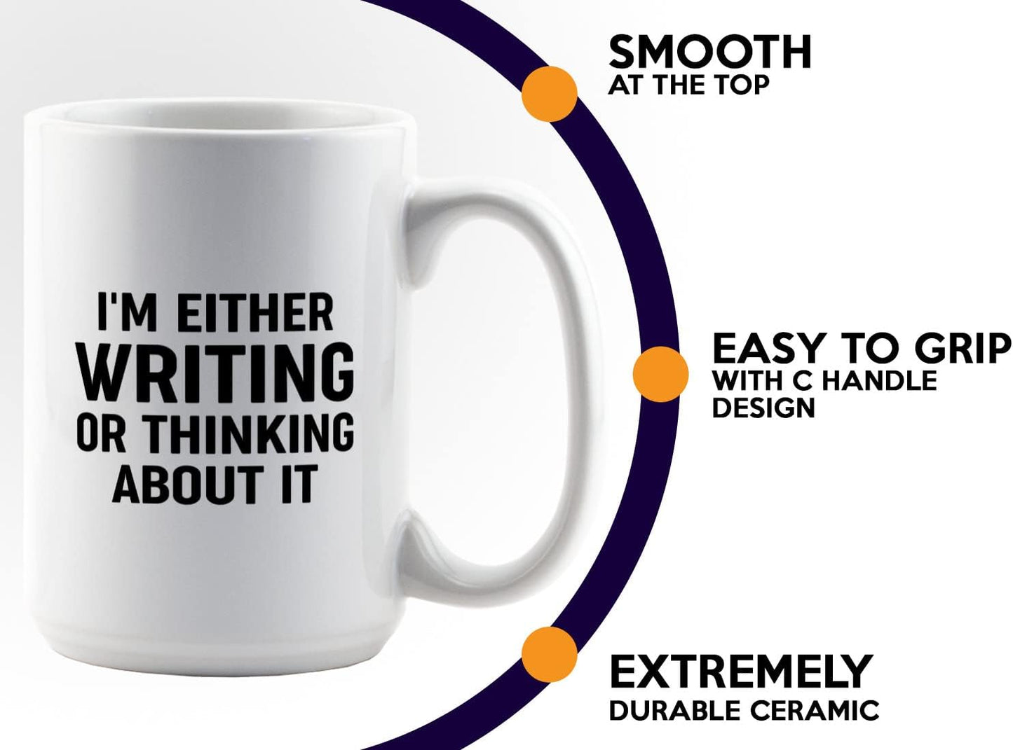 Journalist Coffee Mug 15oz White -Writing or Thinking - Reading Lover Book Club Gift Author Appreciation Writer Journalism Novelist Scriptwriter