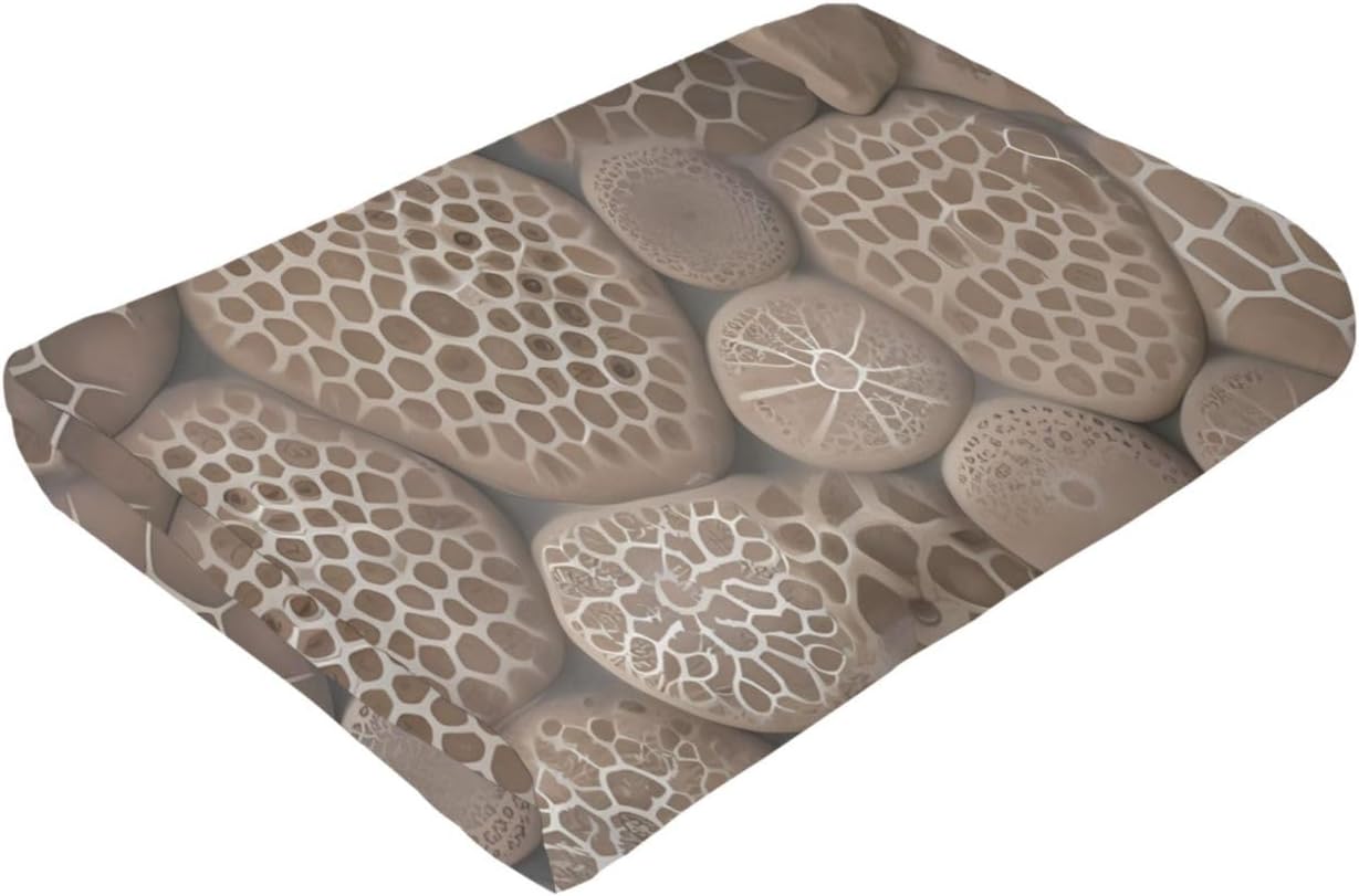 Throw Blanket Reversible Plush Blanket 60"x50" Petoskey Stone Blankets Flannel Warm Cozy Throws for Sofa Farmhouse Decor Lightweight Throw for Couch Bed All Seasons