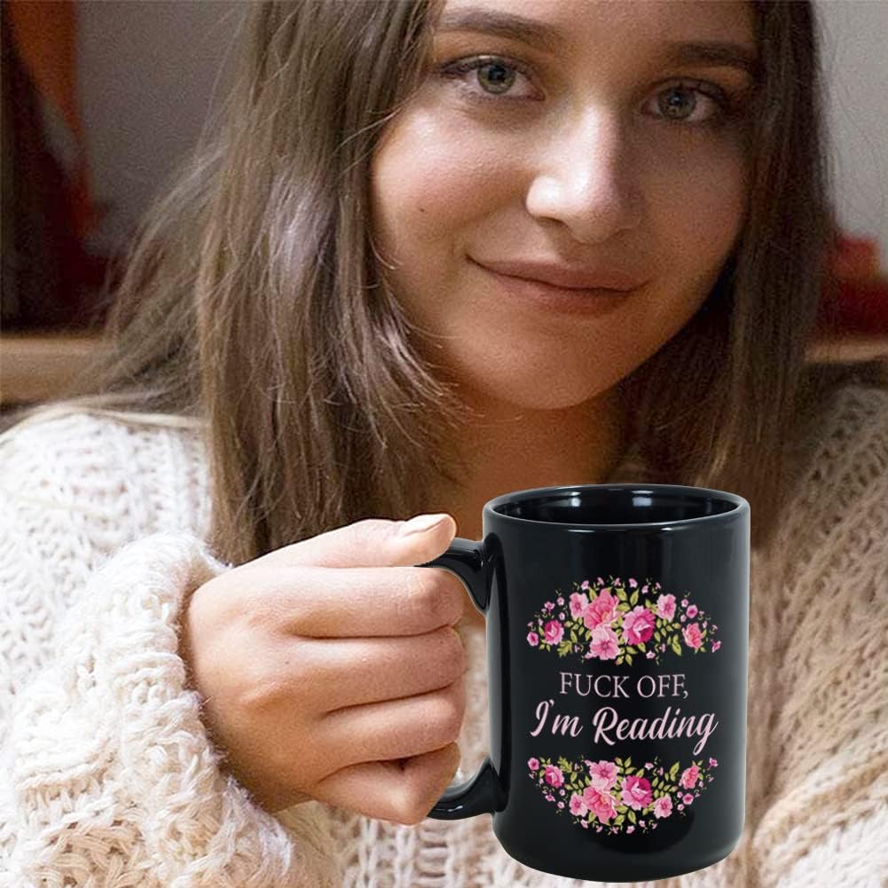 Book Lover Coffee Mug 15 oz Black, Funny Sayings Bookworm Reader Book Club Author Writer