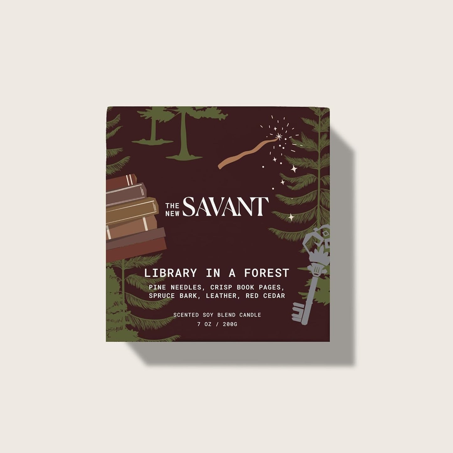 The New Savant Scented Candle - Library in a Forest - Aesthetic Bookish Candle for Home, Pine, Citrus, Patchouli & Leather, Soy Wax Blend, Vegan & Cruelty-Free, 50-Hour Burn Time - 7oz