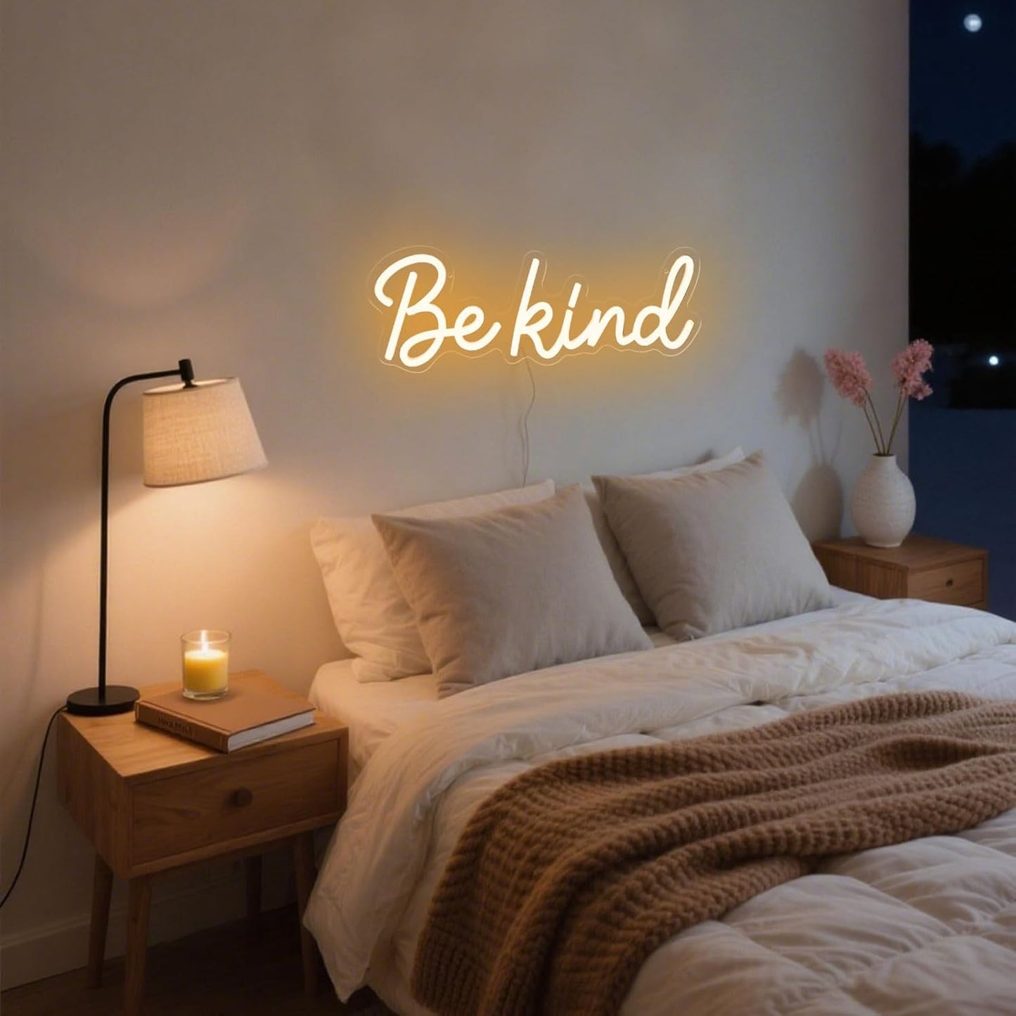 Be Kind Neon Sign, Classroom Neon Sign Dimmable LED Kids Neon Lights Inspirational Signs for Wall Decor, Warm White Be Kind Light Gift for Classroom, Bedroom, Kids Room, Dorm, Office, Bookstore Boutique