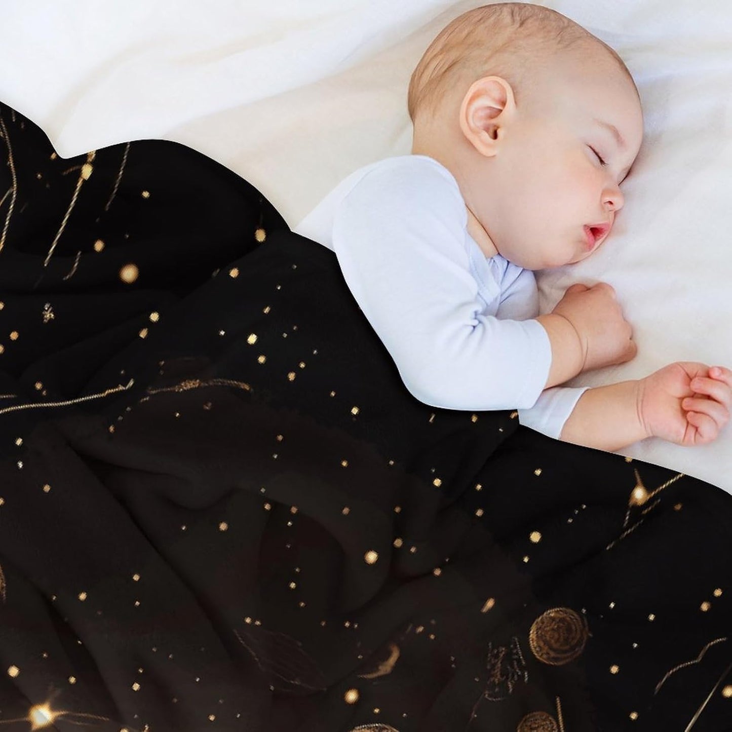 Black Gold Space Throw Blanket for Couch Super Soft Warm Lightweight Throw Blankets Cozy Flannel Bed Blanket Cute Decorative Blankets for All Seasons Home Decor Gift 40"*50" (100 * 130cm)