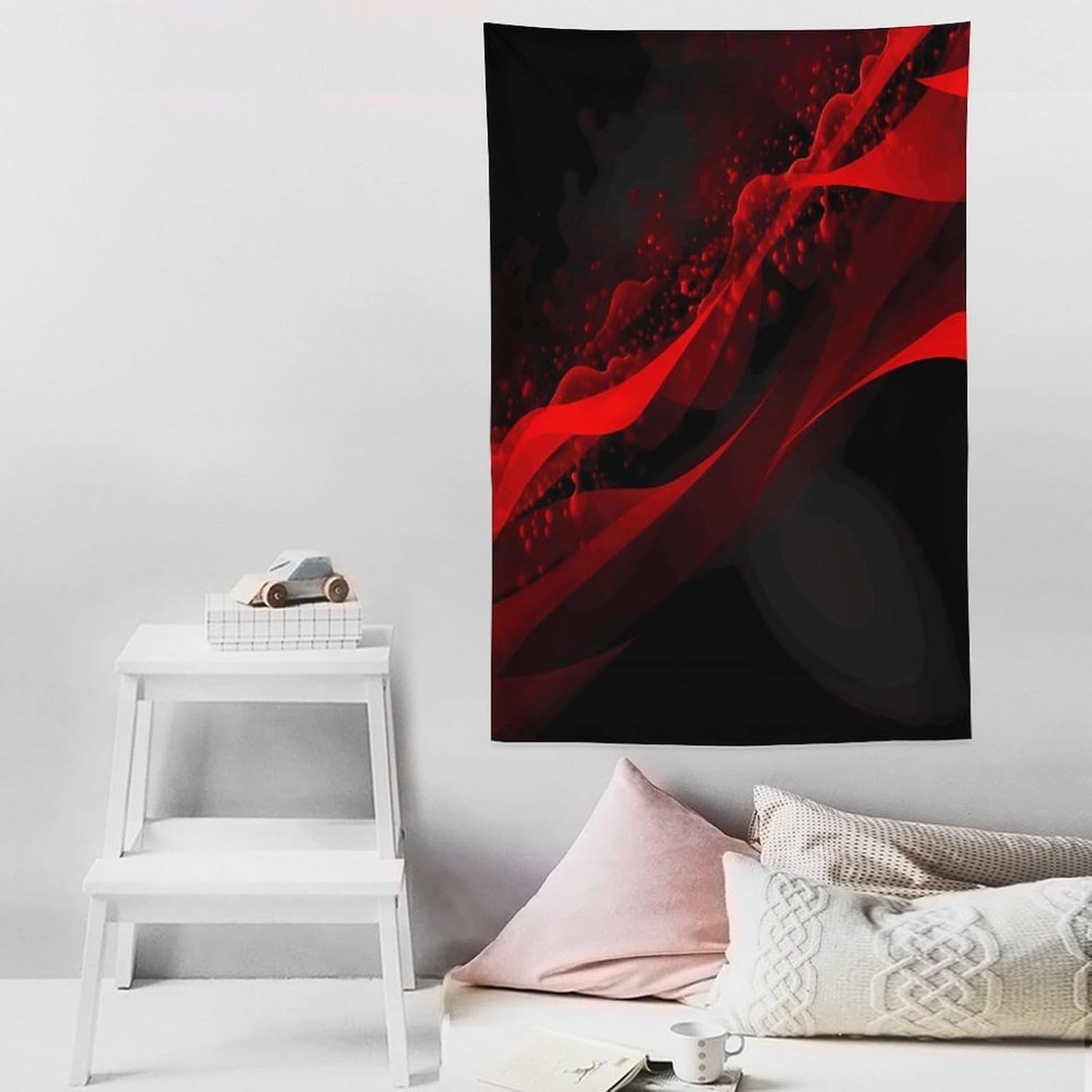 FodPand Black And Red Background Tapestry Anti-fading Wall Tapestry with Installation Kit Backdrop Banner Multipurpose Aesthetic Tapestries Boho Wall Art Hanging Decorative Blanket 60"x90"