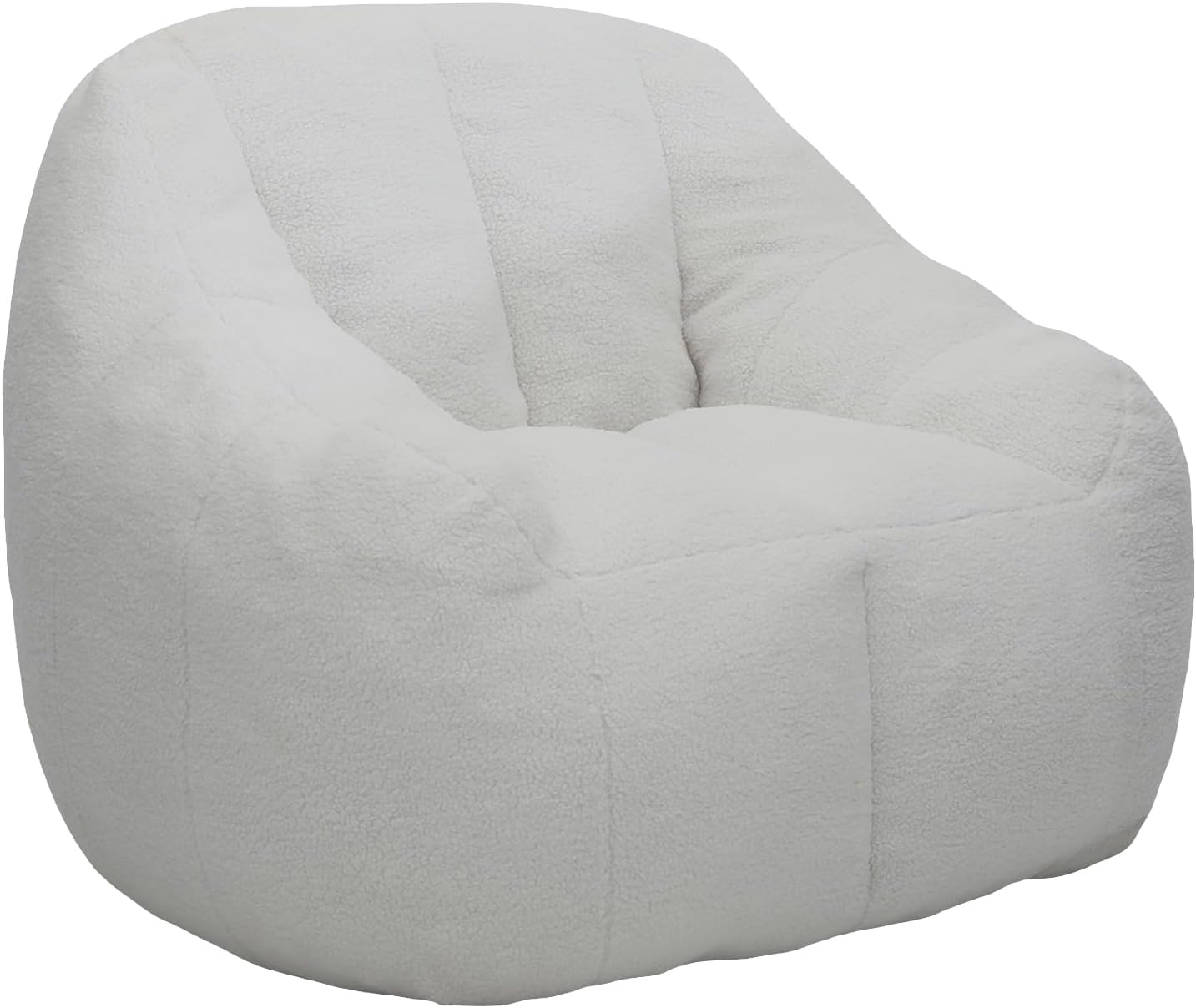 MINCETA Bean Bag Chair for Adults, Comfy Bean Bag Sofa with Armrest, White BeanBag Chair with Back Support for Living Room, Bedroom