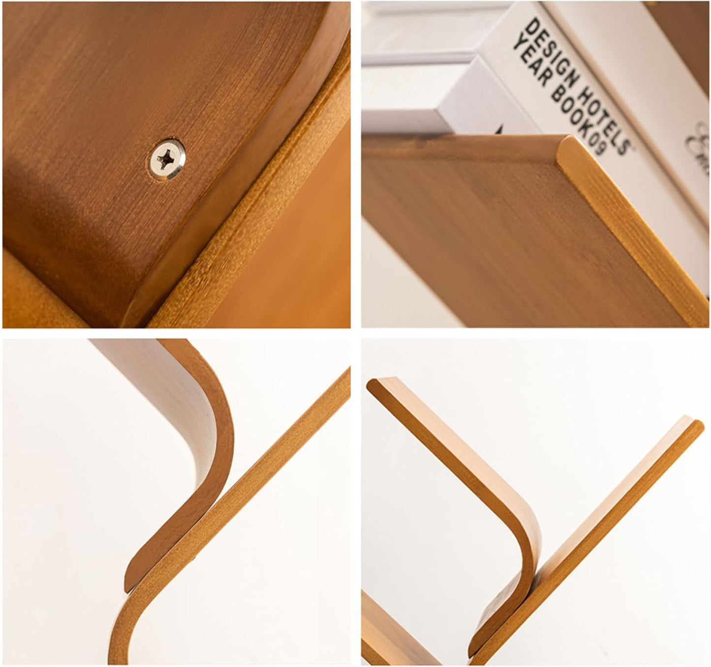 Floor Standing Bamboo Book Shelf, Modern Tall Tree Bookshelf, Small Corner Bookcase Narrow Bookshelves Organizer for Bedroom Living Room Home Office