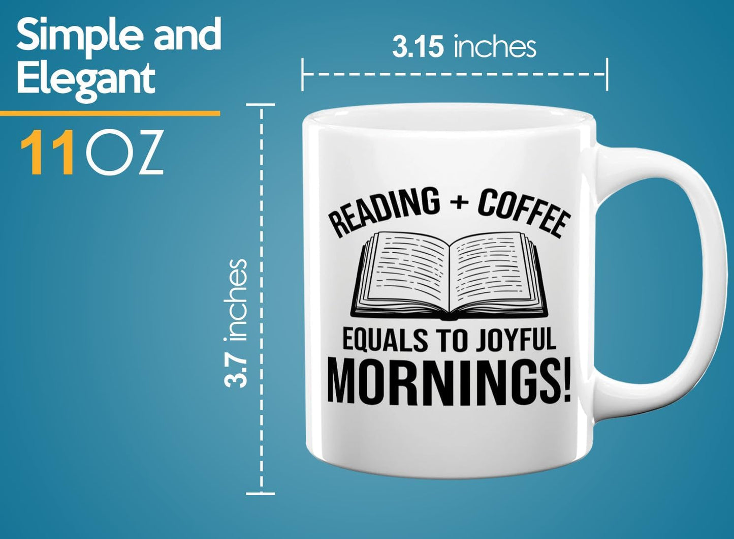 Book Lover Coffee Mug 11oz White -Reading Coffee equals - Bookworm Literature Library Book Lover Reader Booked Editor Intellectual Studious