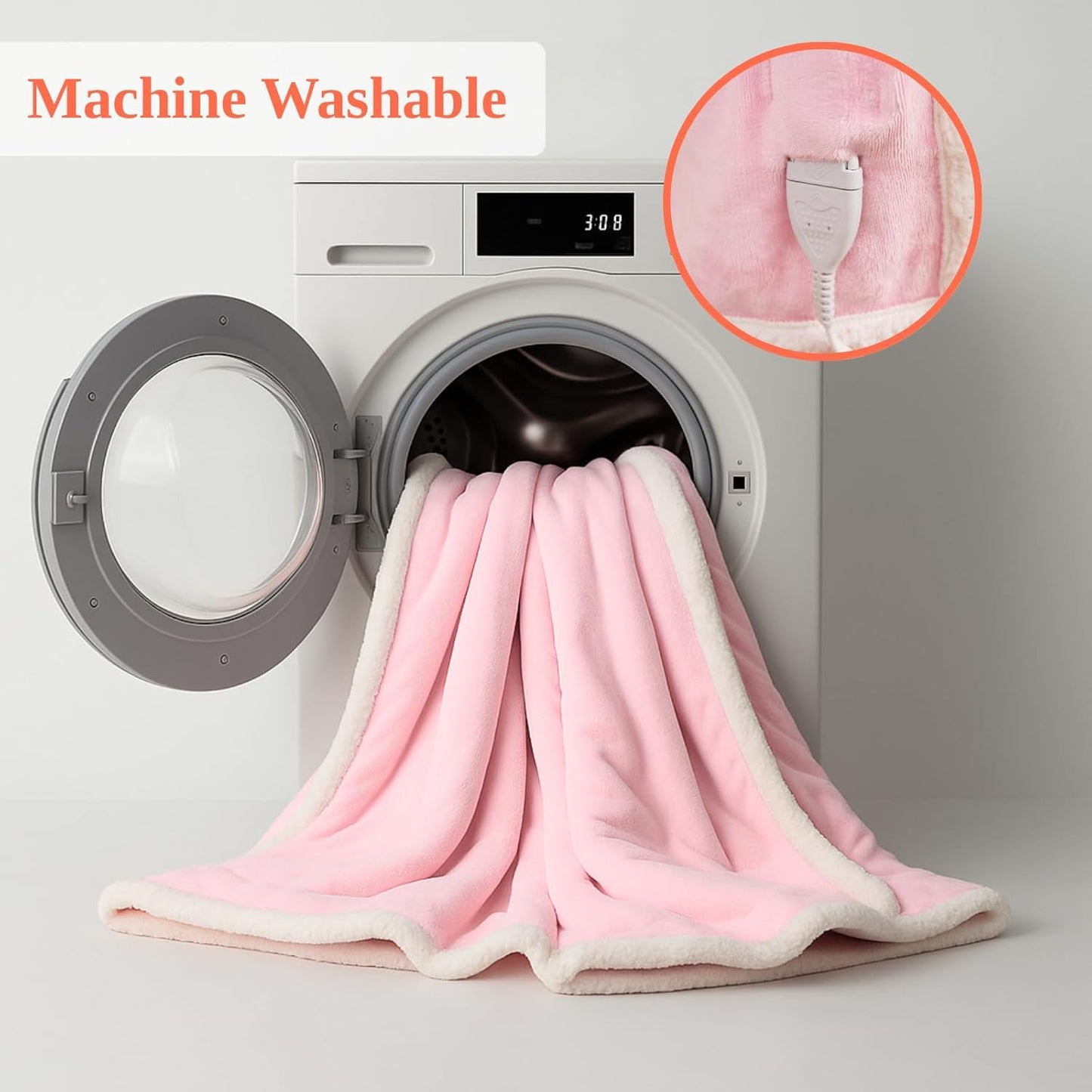 Heated Shawl Wraps for Women, Wearable Heated Throw Blanket, Electric Heated Wrap Poncho with Pockets,6 Heating Levels 4 Hours Auto-Off, Overheat Protection Machine Washable, 50”x64”, Pink