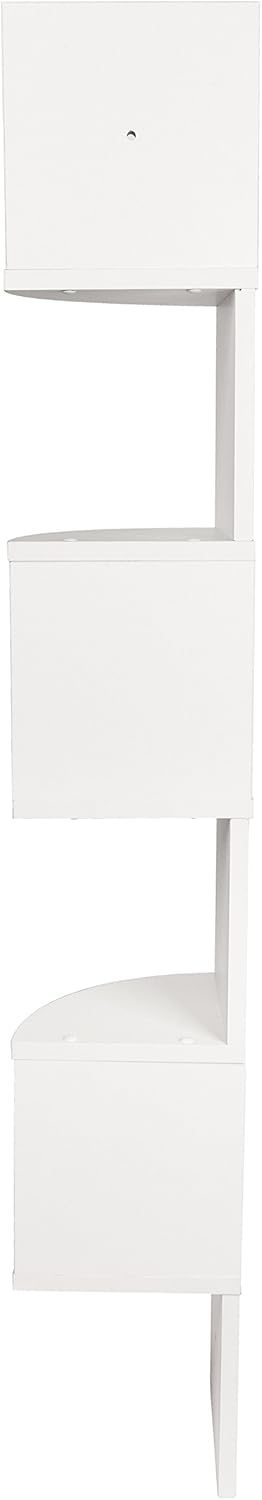 Danya B. Large Rustic Decorative 5-Tier Corner Floating Wall Mount Display Shelving Unit (White)