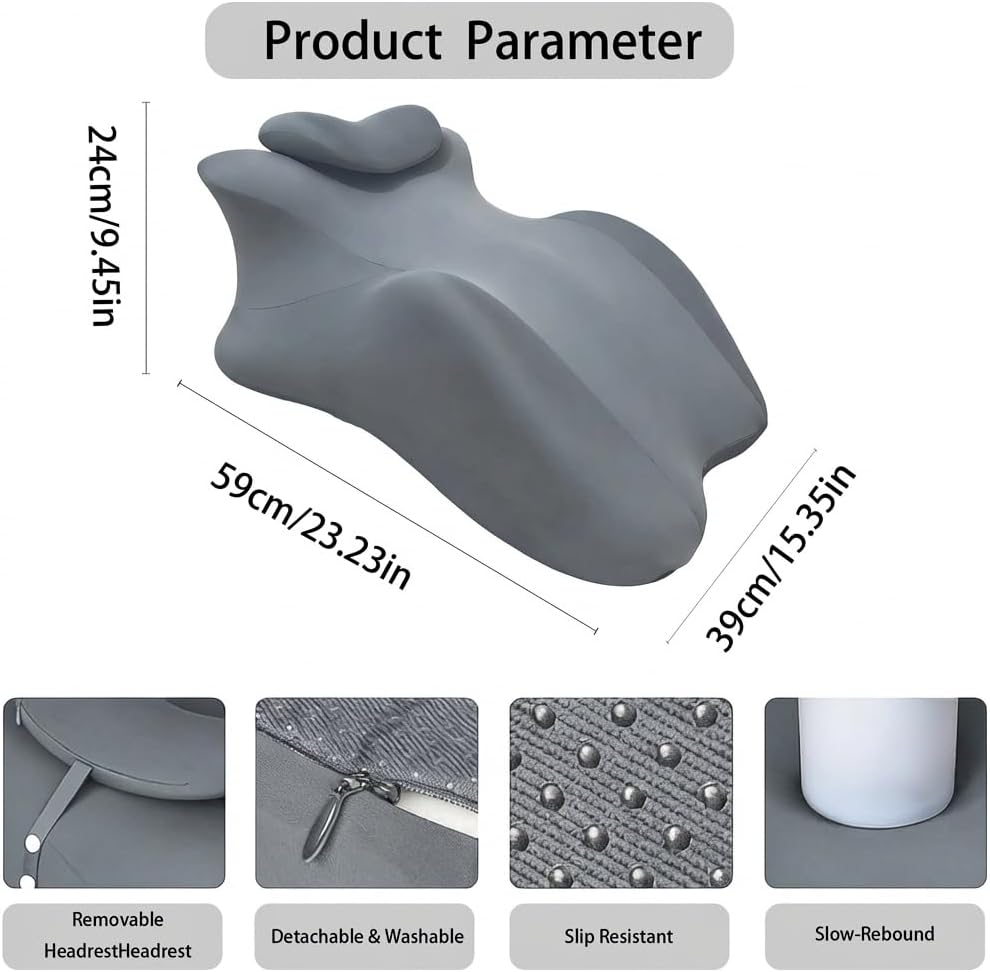 Multi-Position Body Support Pillow for Adults, Ergonomic Full Body Support Cushion for Home Relaxation, Back, Hip & Leg Support for Daily Rest and Stretching (Gray)