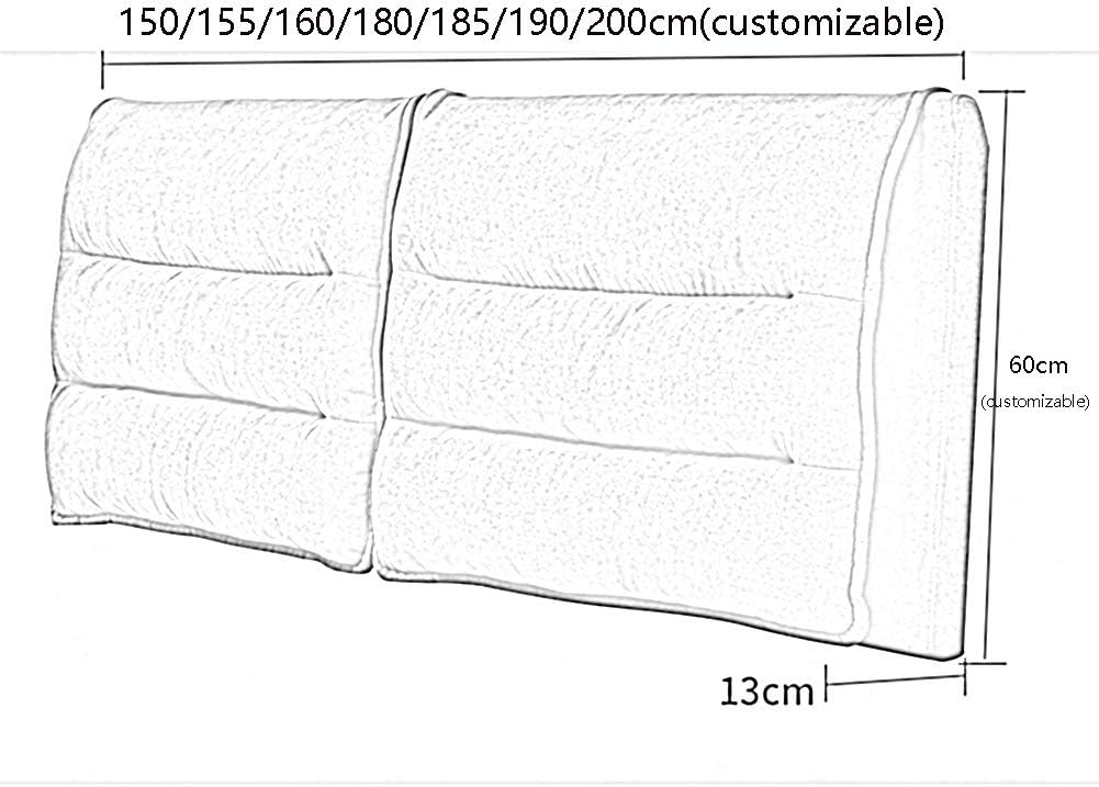 Upholstered Headboard Bed Backrest Cushion Bedside Pads Back Support Pillow Four-Layer Structure Easy to Install 6 Colors 7 Sizes (Color : Blue Size : 155x60cm) (Yellow 185x60cm)