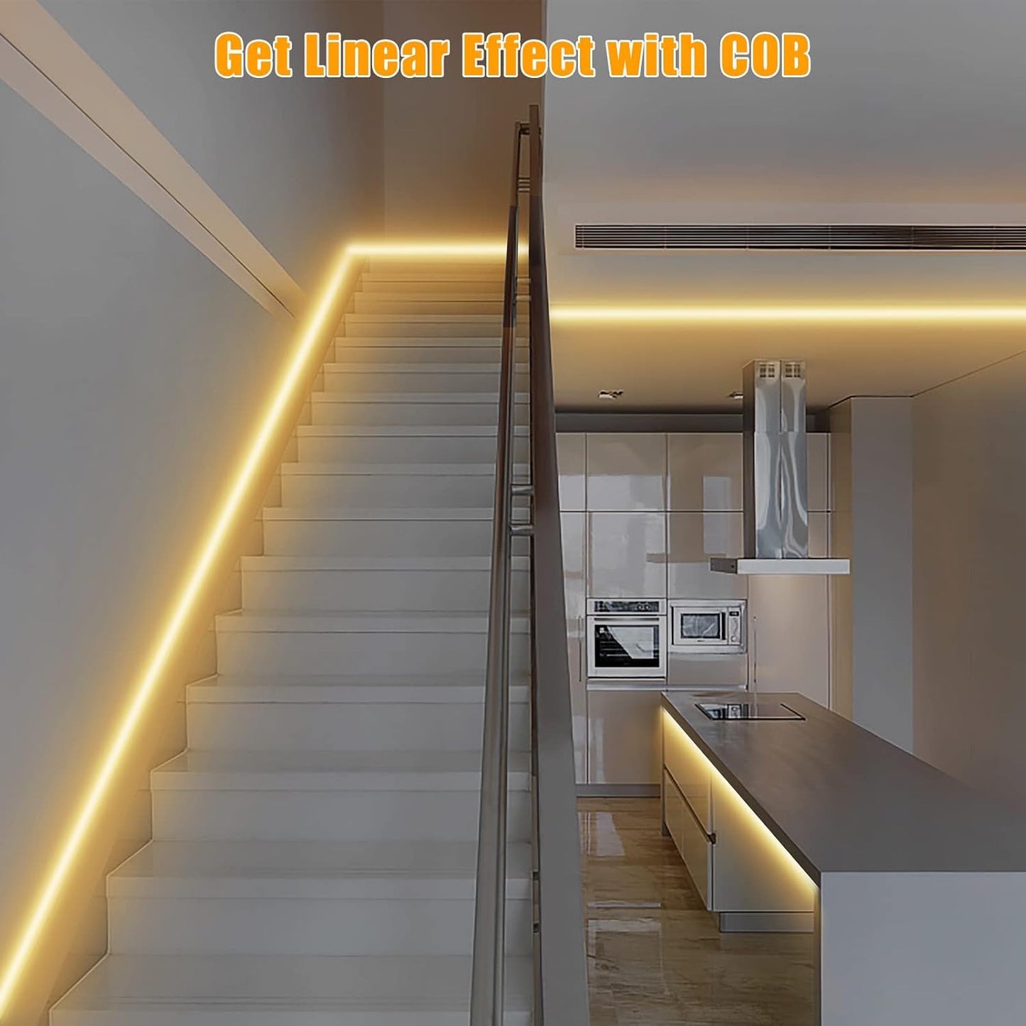 16.4ft Tunable White Smart COB Led Strip Light Kit, CCT 2700K-6500K Bright COB Led Tape Light Compatible with Alexa and Google, Dimmable Indoor COB Led Ribbon for Kitchen Cabinet, Room, TV