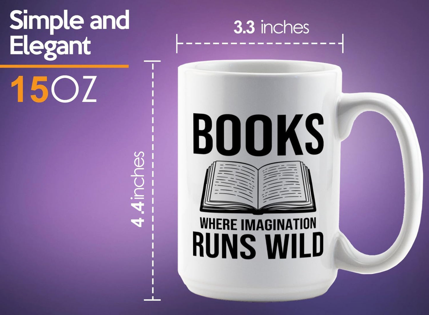 Book Lover Coffee Mug 15oz White -Books Where Imagination - Bookworm Literature Library Book Lover Reader Booked Editor Intellectual Studious