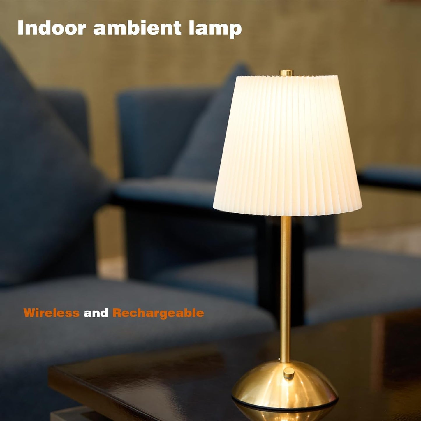 2-Pack Cordless Rechargeable Table Lamp 3-Color Dimmable Touch Control, 3000mAh Battery Operated Portable Light Beige Fabric Shade for Bedroom, Living Room, Office, Nursery, Bathroom