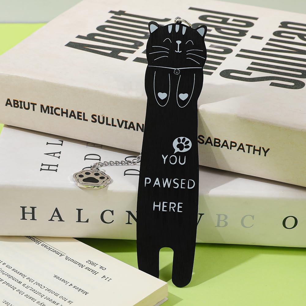 Cute Black Cat Metal Bookmark with Cat Paw Pendant You PAWSED HERE Cute Bookmark for Women Funny Book Marks Cute Gift School Supplies (Cat Bookmark Set B)