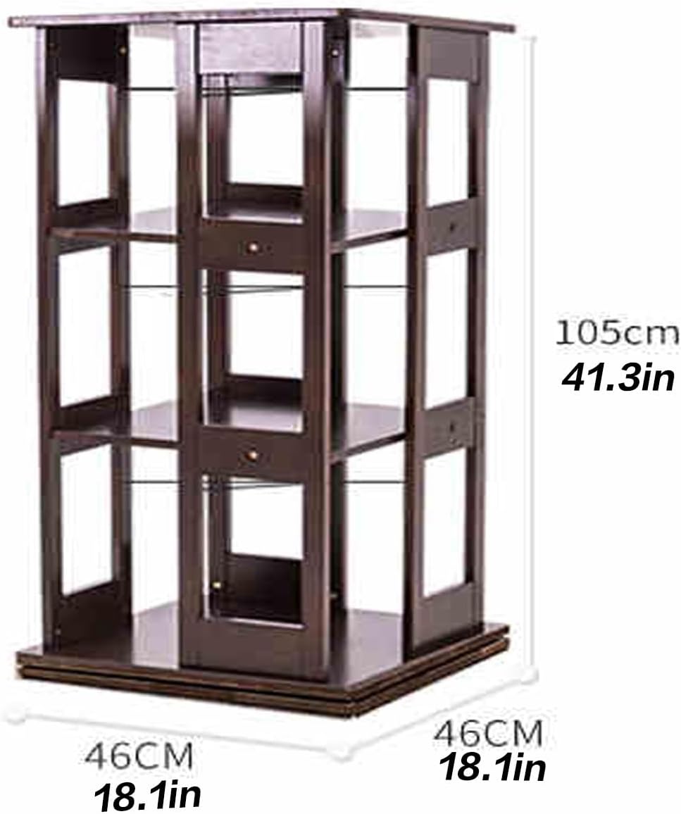 360° Spinning Bookshelf Tower Rotating Bookcase,Rotating Bookshelf 3/4/6 Tier Spinning Bookshelf,floor-standing Multi-layer Storage Rack 6 Invisible Rollers At The Bottom For Living Room Study Room(Wa