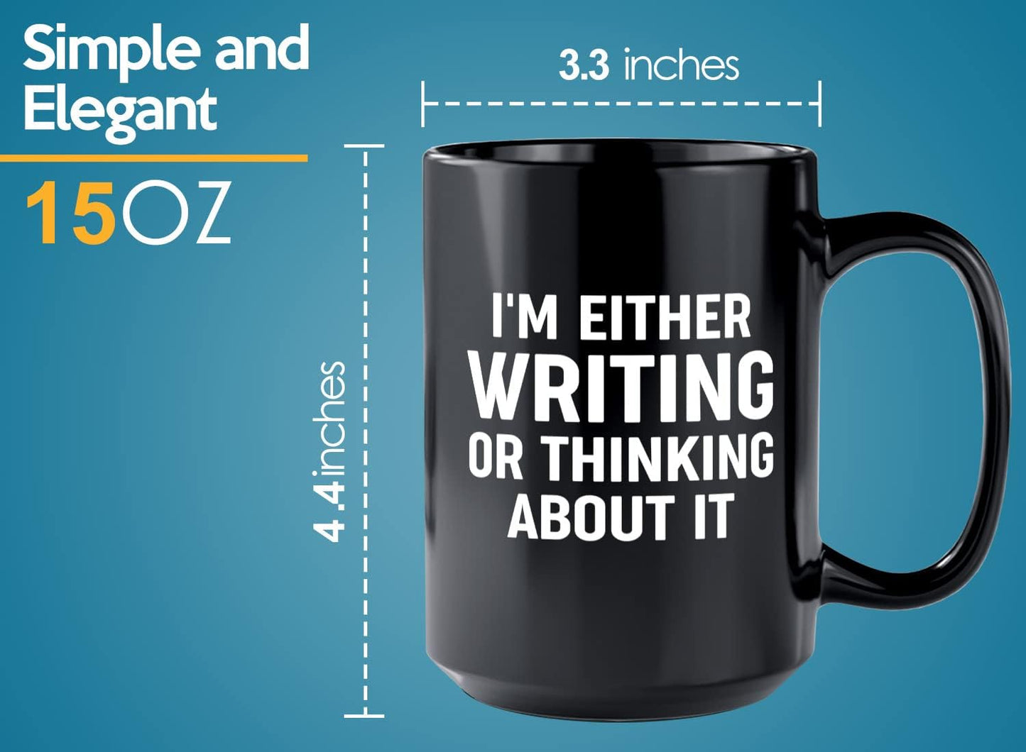Journalist Coffee Mug 15oz Black -Writing or Thinking - Reading Lover Book Club Gift Author Appreciation Writer Journalism Novelist Scriptwriter