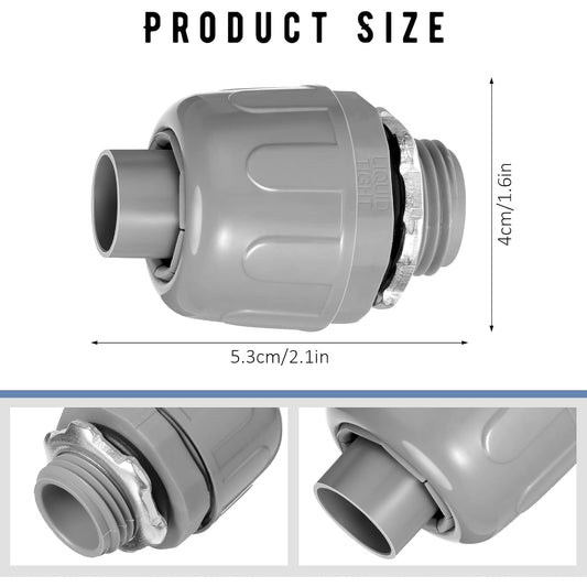 1/2 Inch Liquid Tight Connector PVC Electrical Conduit Fittings Straight 180 Degree Flexible Conduit Connector for Home Kitchen Bathroom Tube Tool Supplies (30 Pcs)