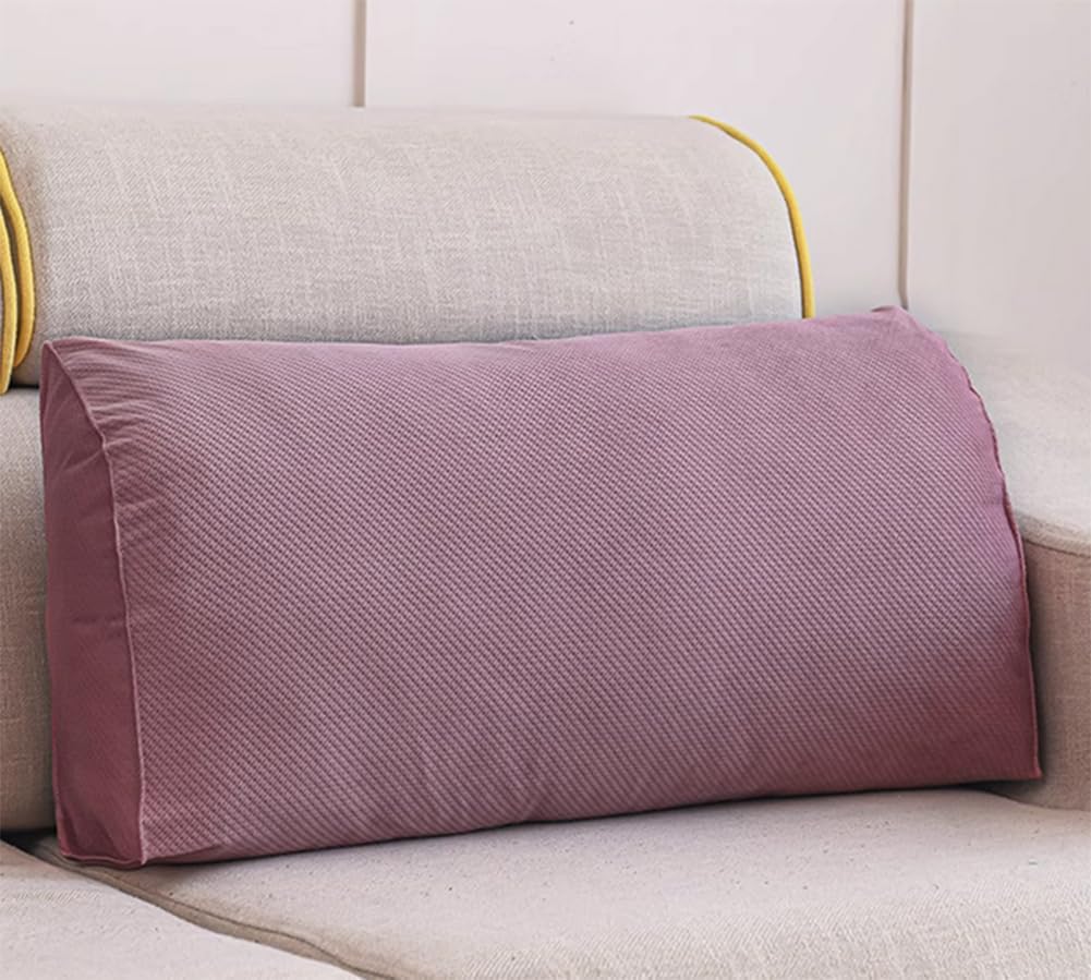 Creative Triangular Sofa Lumbar Pillows Reading Back Rest Waist Cushion Bed Tatami Soft Lumbar Support Cushions (Dark Pink, 70×35×17cm/27.56"×13.8"×6.69")