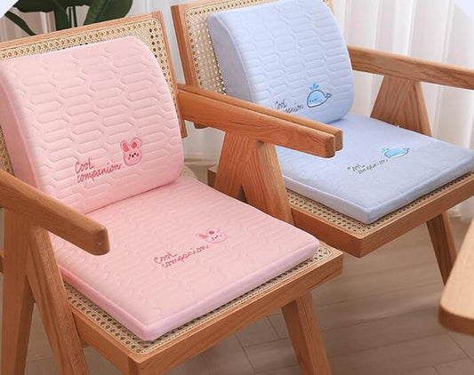 Summer Ice Silk Lumbar Pillow Office Chair Rest Back Cushion Home Reading Chair Waist Pillow Lumbar Support Cushion (30×31×11cm/11.8"×12.2"×4.33", Pink Rabbit)